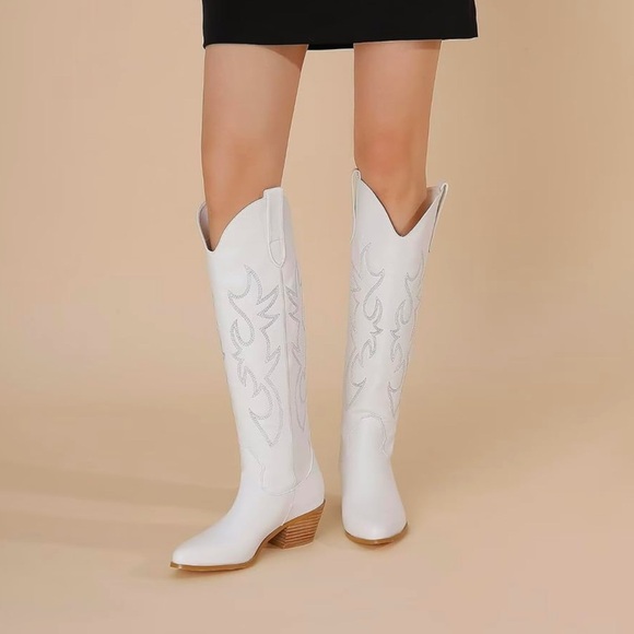 Cierws White Tall Cowboy Boots - Picture 1 of 3